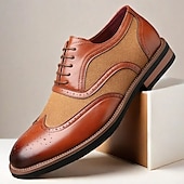 abordables Officiel-Homme Brogue Brogue Cuir PU Respirant Confortable Antidérapant À lacets Noir Jaune Rouge Automne Hiver