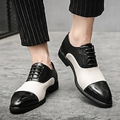 abordables Officiel-chaussures habillées bicolores pour hommes en bronze et crème avec design à lacets, embout élégant pour des événements formels élégants