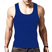 baratos Tops de ginásio-Homens Malha Íntima Top de colete Camiseta Interior camisa sem manga Sem Manga Gola Redonda Verão Tecido Moda Designer Básico Clássico Férias Rua Para Noite Preto Branco Vinho Top Tee para Homens