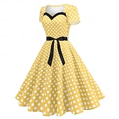 cheap Dresses-Retro Vintage 1950s Dress Swing Dress Polka dots Women&#039;s Carnival Masquerade Daily Wear Bachelorette Party Adults&#039; Dress Homecoming Dresses