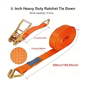 cheap Car Organizers-1Count Heavy-Duty Ratchet Tie Down Straps - 1in x 16Ft 5000 LBS Break Strength Double J Hook Cargo Securing Moving And Hauling Essentials For Trucks Trailers And Boats