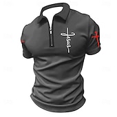 cheap Men&#039;s Classic Polo-Easter Men&#039;s Cross Zip Polo Short Sleeve Turndown Vintage Outdoor Athleisure Casual Daily Zipper Summer Grey Black Dark Blue
