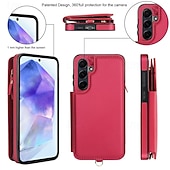 Недорогие Чехлы для Samsung-телефон Кейс для Назначение SSamsung Galaxy S24 Ultra Plus S24 ФЭ S23 S22 S21 S20 Ultra Plus FE S25 S25 Плюс S25 Ультра Кейс на заднюю панель со стендом Молния с ремешком Ретро ТПУ Кожа PU