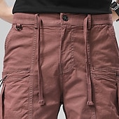 baratos Clássico-Homens Bermuda Cargo Calção Shorts de verão Com Cordão Cintura elástica Bolso multi Tecido Conforto Vestível Comprimento do joelho Ao ar livre Esporte Diário Moda Casual Preto Vinho
