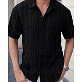 cheap Men&#039;s Button Up Shirts-Men&#039;s Shirt Summer Shirt Casual Shirt Beach Shirt Button Up Shirt Black White Brown Short Sleeve Plain Shirt Collar Vacation Hawaiian Clothing Apparel Polyester Fashion Casual Comfortable