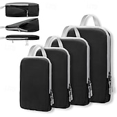 economico deposito bagagli e viaggi-set di cubi di compressione per l&#039;imballaggio da viaggio, borse portaoggetti di grande capacità da 4 pezzi con tessuto a motivo a rombi, organizer impermeabile per bagagli