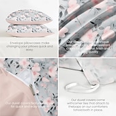 baratos 100% algodão-Conjunto de Capa de Duvet Floral Plantas Tamanho Completo Conjunto de Cama Capa de Colcha Macia Leve Cobertor com 2 Capas de Almofadas para Verão Primavera