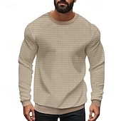preiswerte Basic-T-Shirts-Herren T Shirt T-Shirt Langarmshirt Langarm Rundhalsausschnitt Sommer Frühling Einfach Mode Designer Basic Jacquard Urlaub Straße Ausgehen Schwarz Weiß Khaki Top T-Shirt für Herren