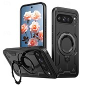 お買い得  その他のスマホケース-電話 ケース 用途 グーグル ピクセル9プロ ピクセル9プロXL ピクセル9 バックカバー スタンド付き 磁石バックル ワイヤレス充電をサポート レトロ風 TPU PC