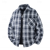voordelige heren overhemd met knopen-Voor heren Overhemd Zomer overhemd Normaal shirt Strand hemd Overhemd met knopen Zwart Geel Rood Marineblauw Blauw Lange mouw Ruitjes Revers Vakantie Hawaii Zak Kleding Polyester Modieus Casual
