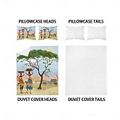 cheap Duvet Cover Sets-Three piece set of African primitive tribal character prints down duvet cover hotel bedroom guest room famous guest bed bedding comfortable set 1 down duvet cover 2 pillowcases king size bed s