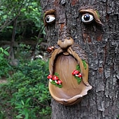 economico birdwatching e fauna selvatica nel cortile-mangiatoia per uccelli con faccia di albero, divertente vecchio albero con faccia di albero, resistente alle intemperie, mangiatoia per uccelli con albero, resina, arte decorativa per giardino,