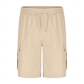 baratos Clássico-Homens Bermuda Cargo Calção Shorts de verão Com Cordão Cintura elástica Bolso multi Tecido Conforto Vestível Comprimento do joelho Ao ar livre Esporte Diário Moda Casual Preto Azul