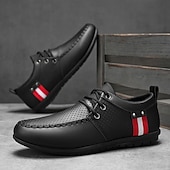 billiga Herrsneakers-Vita sportiga snörskor för män med ventilerande mesh och rödrandiga accent, perfekta för fritidskläder och sportaktiviteter