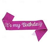 economico Forniture per Festa di Compleanno-fascia per festa di compleanno in tessuto elastico glitterato, fascia &quot;è il mio compleanno&quot;, cintura scintillante per feste per decorazioni per feste di compleanno per bambine