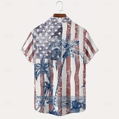 economico Piante tropicali-Per uomo Albero di Cocco Bandiera Americana Piante Tropicali Camicia casual Camicia hawaiana estiva Camicia con Bottoni Manica Corta Hawaiano Resort Vacanza Abbigliamento mare Estate Primavera Collo