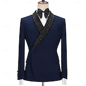 abordables Dîner de fête-Costumes de soirée pour hommes smokings costumes de retour à la maison noir bordeaux luxe formel couleur unie coupe standard 2 pièces simple boutonnage un bouton