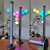 abordables lámpara de pie llevada-Lámpara de escritorio con luz LED de ritmo, barra para fiestas, juegos, computadora y TV
