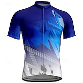 abordables Maillots pour hommes-Homme Maillot Velo Cyclisme Manche Courte Cyclisme Tee-shirt Maillot avec 3 poches arrière VTT Vélo tout terrain Respirable Séchage rapide Conception anatomique Mèche Bleu Des sports Vêtement Tenue