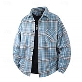voordelige heren overhemd met knopen-Voor heren Overhemd Zomer overhemd Normaal shirt Strand hemd Overhemd met knopen Zwart Geel Rood Marineblauw Blauw Lange mouw Ruitjes Revers Vakantie Hawaii Zak Kleding Polyester Modieus Casual