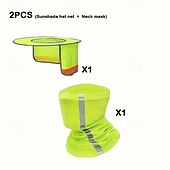cheap Sun Protection-2-piece Reflective Sun Hat and Necksuit Set High-visibility Full-edge Mesh Fabric Polyester Neck Protector With Headband Mask Hand-washed Outdoor Gear