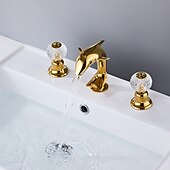 cheap LED Faucets-Bathroom Sink Faucet - Widespread Chrome Widespread Two Handles Three HolesBath Taps