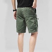 baratos Clássico-Homens Bermuda Cargo Calção Shorts de verão Com Cordão Cintura elástica Bolso multi Tecido Conforto Vestível Comprimento do joelho Ao ar livre Esporte Diário Moda Casual Preto Vinho