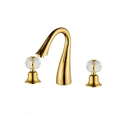abordables Robinets LED-Robinet lavabo - Séparé Plaqué Diffusion large Deux poignées trois trousBath Taps