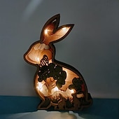 ieftine Lumini decorative-lumină de Paște lampă de iepure sculptată 3d pădure animale decor artă fermă din lemn decor de masă decor cabină decor creșă decor munte pentru dormitor sufragerie perfect pentru Paște (iepure)