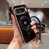 baratos Outras capas para telefone-telefone Capinha Para Google Pixel 9 Pro Pixel 9 Pro XL Pixel 8 Pro Pixel 8 Pixel 9 Capa traseira Com Suporte com pulseira Antichoque Retro Galvanização