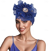 baratos Chapéus e Fascinators-Chapéu Combinação Poliéster / Algodão Chapéu mole turbantes Casual Igreja Estilo bonito Com Pedrarias Flor Capacete Chapéu