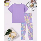 baratos Animais 3D da Menina-Páscoa Para Meninas 3D Gráfico Coelho Conjuntos de pijama Conjuntos de pijama com camiseta e calça Manga Curta Impressão 3D Verão Primavera Ativo Básico Infantil 4 anos + Gola Redonda Casa Diário