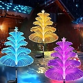 olcso Pathway Lights &amp; Lanterns-2/4 db 5 szintes napelemes led kerti lámpa medúza száloptikás gyeplámpák vízálló kültéri kerti lámpa udvari sétányhoz karácsonyi esküvői kemping party dekoráció