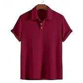 economico Camicie Popover da Uomo-Per uomo Camicia Camicia Estiva Camicia casual Camicia da Spiaggia Camicia con Bottoni Nero Bianco Rosso Borgogna Blu reale Manica Corta Semplice Colletto a Camicia Vacanza Camicia hawaiana