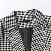 billige Herre Klassiske Blazere-Herre Cocktail antrekk Blazer Bryllupsfest cocktail Elegant og moderne Elegant og luksuriøst Sommer Vår Polyester Hundetannmønster Enkelt Brystet Enn-knapp Blazer Hvit+Svart