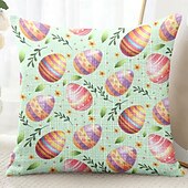 cheap Holiday Cushion Cover-Easter Rabbit Eggs Decorative Toss Pillows Cover 1PC Soft Square Couch Cushion Case Pillowcase for Bedroom Livingroom Sofa Chair