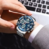 abordables Relojes digitales-Reloj de pulsera electrónico militar Poedagar para hombre, con alarma LED, analógico-digital, pantalla dual, resistente al agua, deportivo.