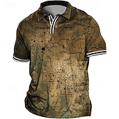 economico polo uomo taglie forti-Per uomo Plus Size POLO Grande e alto Mappa Collo ripiegabile Stampa Manica corta Primavera estate Sportivo Di tendenza Streetwear Originale Esterno Strada Top