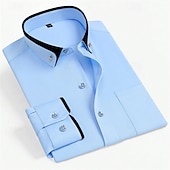 cheap Men&#039;s Button Down Shirts-Men&#039;s Dress Shirt Button Down Shirt Solid / Plain Color Wedding Light Blue White Light Green Pink Long Sleeve Square All Seasons Clothing Apparel Color Block