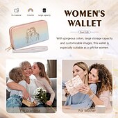 levne Pro ženy-Personalizovaná peněženka s fotkou – gravírovaná kožená peněženka promyšlený dárek pro mámu manželku přítelkyni na Valentýna výročí nebo narozeniny