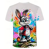 tanie 3D zwierzęta dla chłopca-Dla chłopców 3D Zając Podkoszulek T-shirt Krótki rękaw Lato Wiosna Moda Podstawowy Dzieci 4-12 lat Półgolf Na zewnątrz Codzienny Regularny