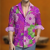 abordables Tapas-Retro Antiguo Años 70 Camisas Camisa hawaiana Hippie Floral Disfraz Hombre Mascarada Fiesta Ropa Cotidiana Desfile del orgullo Adulto Camisas