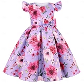 cheap Casual Dresses-Kids Girls&#039; Party Dress Graphic Sleeveless Special Occasion Princess Polyester Party Dress Summer Spring kids Yellow Wine Blue