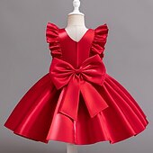preiswerte Partykleider-Kleinkind Mädchen Partykleid Blumen Ärmellos Hochzeit Party Gerafft Reißverschluss Knotenbinde Niedlich Prinzessin Polyester Knielang Partykleid Sommer Frühling Herbst 4-7 Jahre Weiß Champagner
