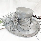 abordables Sombreros de fiesta-Sombreros Sombrero de Sol de Organza Boda Vacaciones Fiesta de Té Carrera de Caballos Cóctel Elegante Vintage Protección Solar Con Adorno Floral