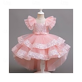 cheap Party Dresses-Kids Girls&#039; Party Dress Sequin Sleeveless Wedding Special Occasion Sequins Ruched Zipper Adorable Sweet Polyester Asymmetrical Party Dress Tulle Dress Summer Spring Fall 4-12 Years Pink Purple Green