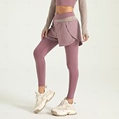 economico Leggings e collant da yoga-Per donna Pantaloni da yoga Leggings da yoga 2 in 1 Controllo addominale Sollevamento glutei Vita Alta Yoga Allenamento in Palestra Pilates Collant Pantaloni blu navy Marrone chiaro Nero Spandex
