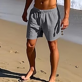 economico Vacanza-Per uomo Shorts Shorts di Lino Pantaloncini Estivi Shorts da Spiaggia Coulisse Elastico in vita Bottone laterale Semplice Comodità Traspirante Lunghezza al ginocchio All&#039;aperto Quotidiano Ferie Moda