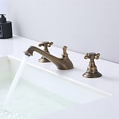 preiswerte LED Armaturen-Waschbecken Wasserhahn - Verbreitete Antikes Messing 3-Loch-Armatur Zwei Griffe Drei LöcherBath Taps