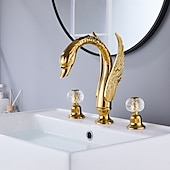 abordables Robinets LED-Robinet lavabo - Séparé Plaqué Diffusion large Deux poignées trois trousBath Taps